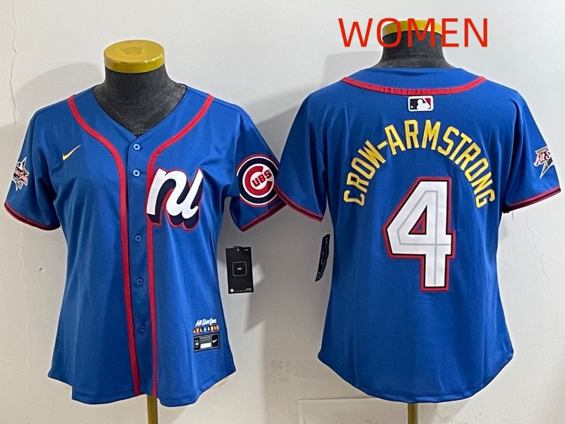 Women Chicago Cubs #4 Crow-Armstrong Blue MLB All star Nike 2025 Jersey style 003->youth mlb jersey->Youth Jersey
